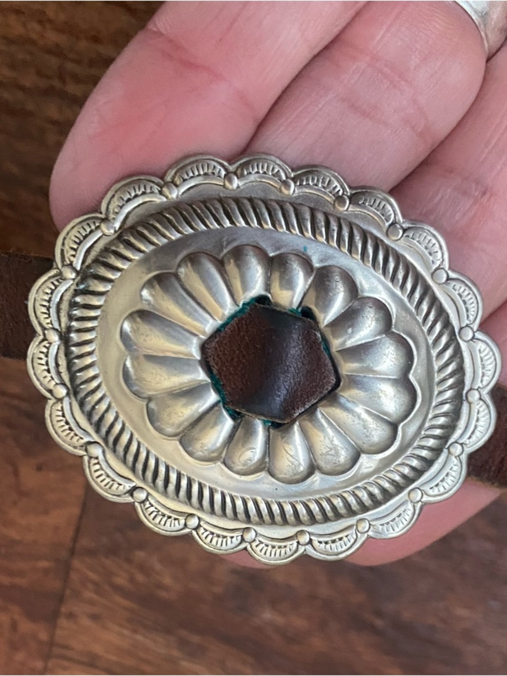 Vintage silver and leather Concho belt!! - Picture 3 of 8